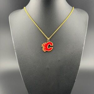 Calgary Flames Gold-Tone Necklace with Red Flaming 'C' Pendant